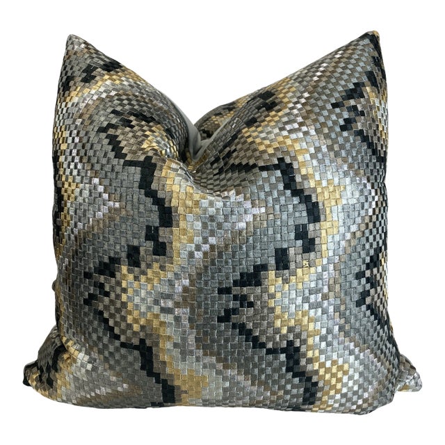 Beacon Hill "Copa Mosaic Platinum" 22" Pillows - a Pair For Sale