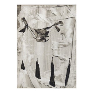 Mid Century Abstract Black and Gray Monoprint For Sale