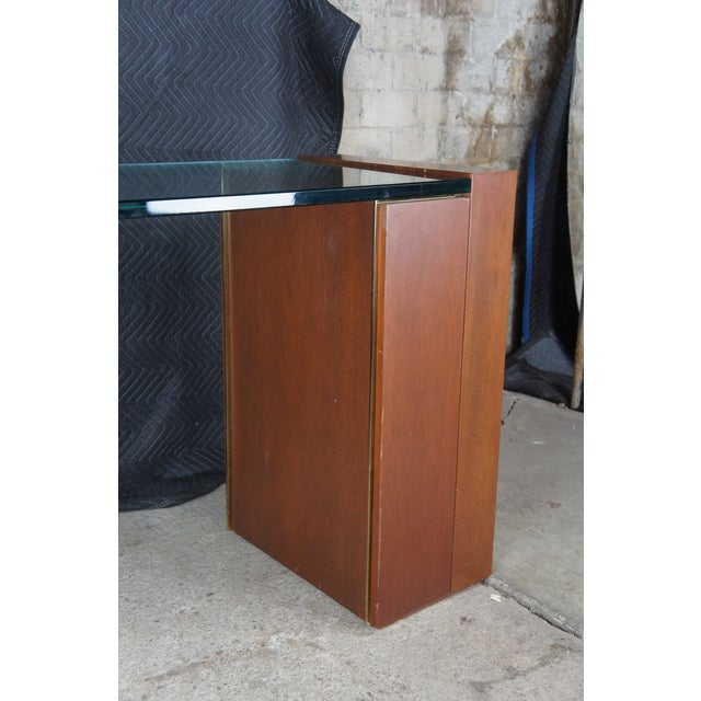 1980s Post Modern Mahogany & Polished Glass Console Hall Sofa Table Sideboard For Sale - Image 10 of 11