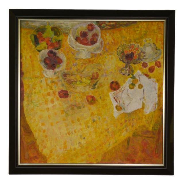 Thuillier, Post-Impressionist Still Life with Cherries, Oil Painting on Canvas, Framed For Sale