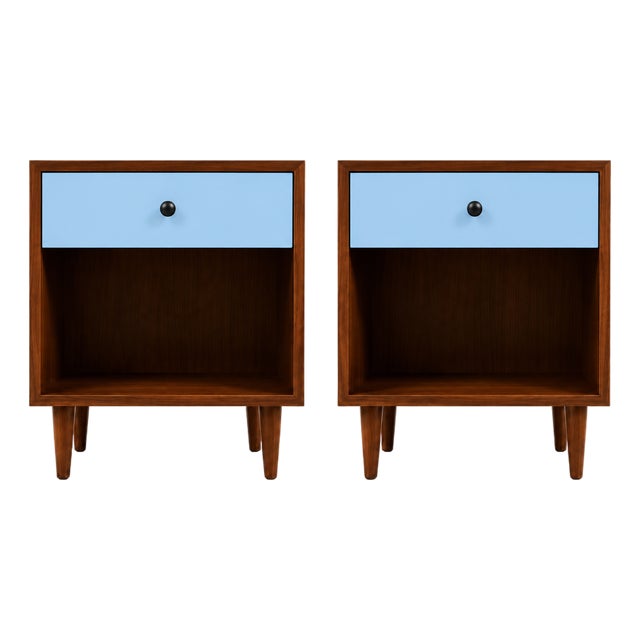 Mid Century Modern 2 Tone Nightstands in Manner of Glenn of California For Sale