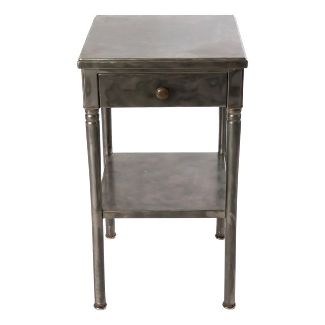 1930s Brushed Metal One Drawer Stand For Sale