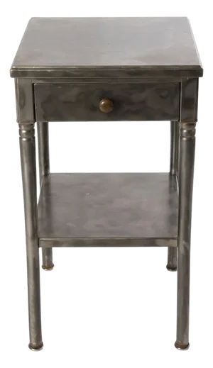 1930s Brushed Metal One Drawer Stand