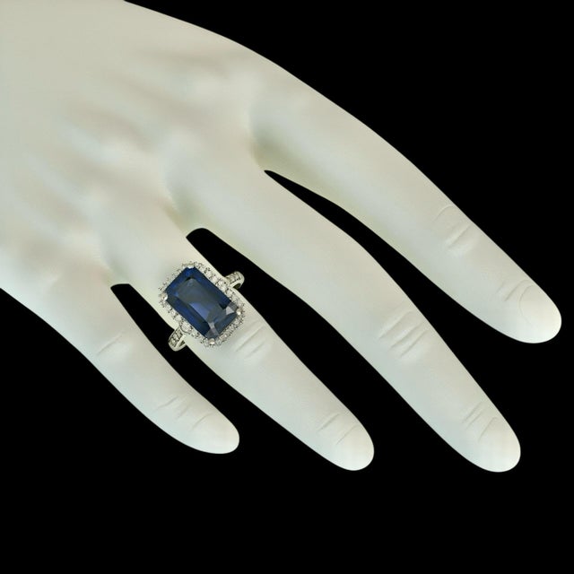 2010s Sapphire Diamond Ring Size 6.25 14k Gold 6.84 TCW Certified For Sale - Image 5 of 13