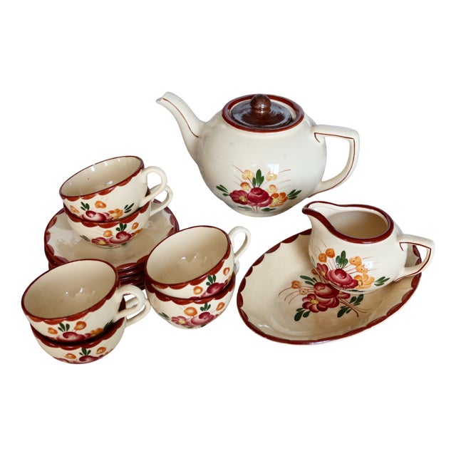 Vintage Agen Tea Service in Earthenware from Longchamp, 1970s, Set of 5 For Sale