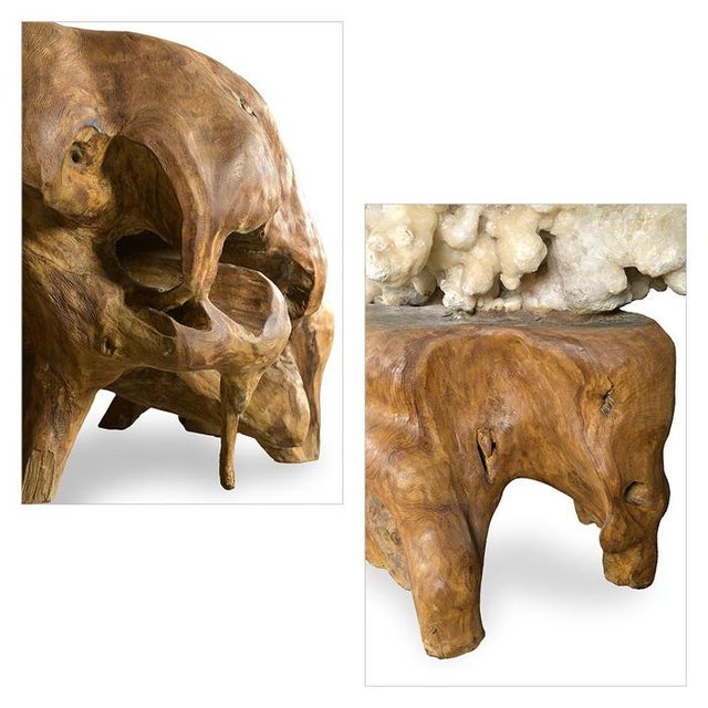 Calcite Concretion on Teak Root Base For Sale - Image 5 of 9