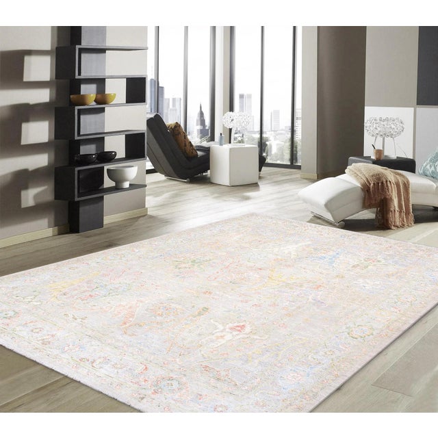 Oushak Wool Silver Area Rug- 7'11'' X 9' 7'' For Sale In New York - Image 6 of 6