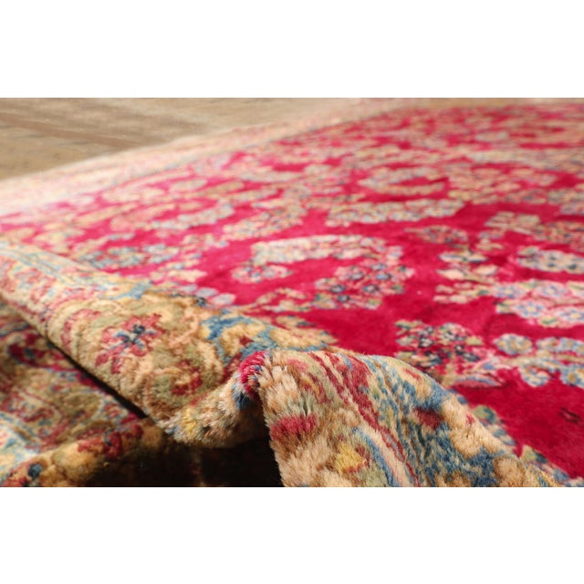 Red Antique Red Persian Kerman Rug - 11'07 X 18'02 For Sale - Image 8 of 11