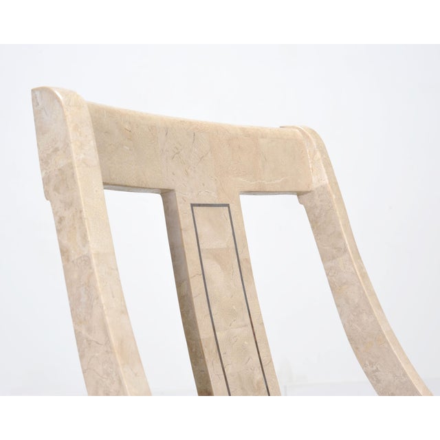 Pair of Maitland Smith Attributed Tessellated Stone Gondola Chairs For Sale - Image 14 of 18