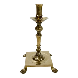 Vintage Lion Paw Brass Footed Candlestick Holder