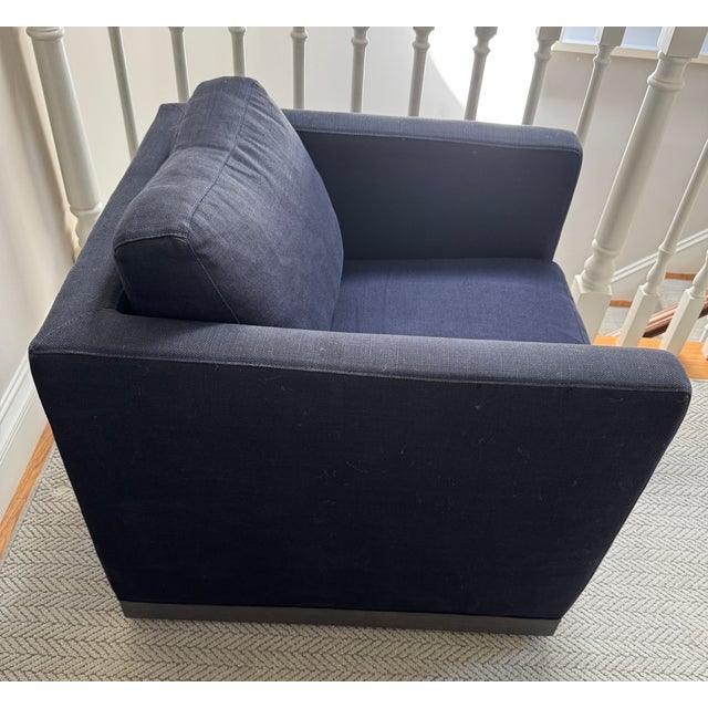 Cisco Brothers Navy Blue MCM Swivel Arm Chair - Club Chair by Cisco For Sale - Image 4 of 8