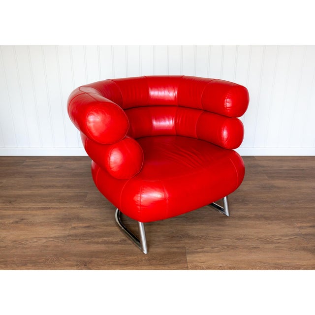 Vintage Red Leather Lounge Chair by Eileen Gray, 1980s For Sale - Image 15 of 18