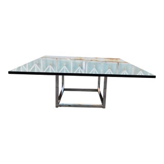 1980's Modern Chrome and Glass Coffee Table For Sale
