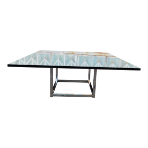 1980's Modern Chrome and Glass Coffee Table