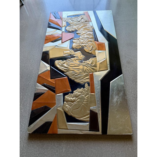 70s Large Mid-Century Liturgical Modernist Metal Last Supper Wall Relief B. Quijano Cubist Architectural For Sale - Image 16 of 17
