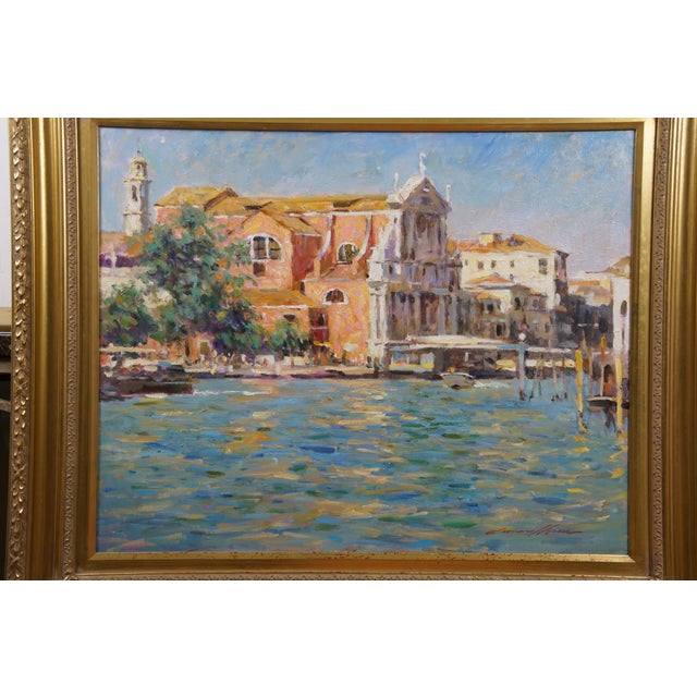 Venice Reflections Leonard Wren Impressionist Oil Painting Canal San Stae For Sale - Image 4 of 12