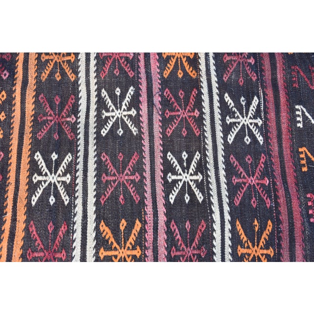 1960s 1960s Traditional Black Primitive Handmade Wool Turkish Kilim Rug For Sale - Image 5 of 13