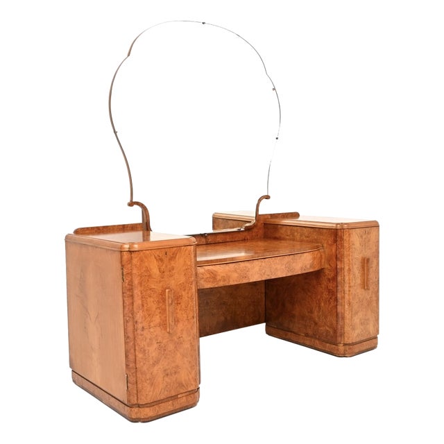 Art Deco Burr Walnut Dressing Table, 1930 For Sale