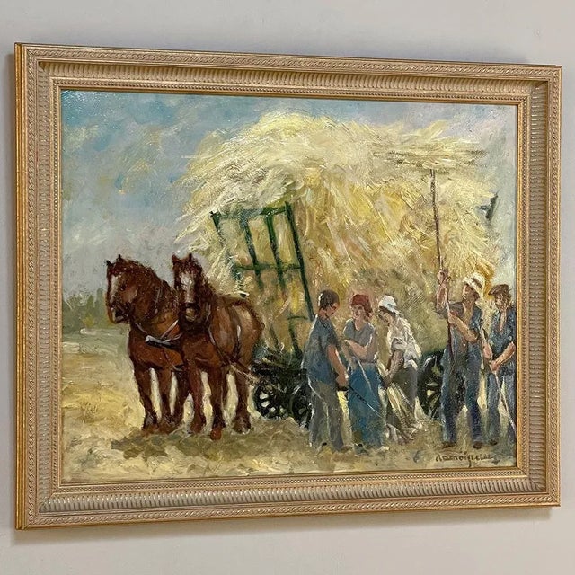 Vintage Framed Oil Painting on Panel by Dieudonne Damoiseaux (1918-2000) For Sale - Image 4 of 13