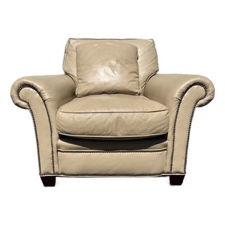 Baker Furniture Leather Club Chair With Nailhead Trim For Sale