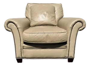 Baker Furniture Leather Club Chair With Nailhead Trim