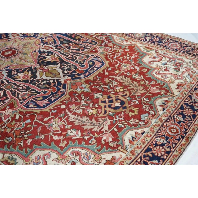 Antique Serapi Rug 8'7'' x 12'4'' For Sale - Image 9 of 12