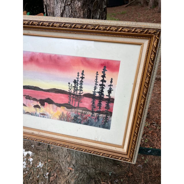 Up for consideration is a beautiful vintage pink tone framed watercolor landscape painting. This is a gorgeous piece that...