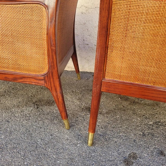 20th Century Wooden and Rattan Woven Armchairs, Set of 2 For Sale - Image 12 of 14