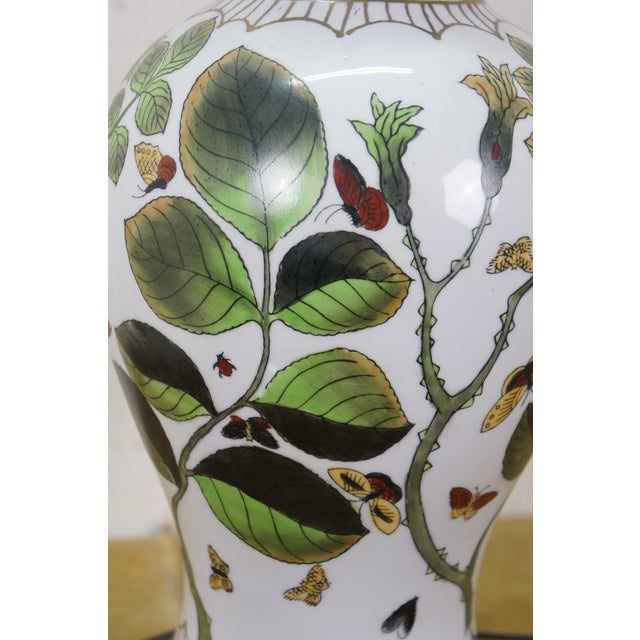 1980s Wildwood Chinoiserie Butterflies Leaves Ivy Table Lamp 31" For Sale - Image 6 of 16