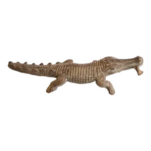 Vintage African Alligator Sculpture With Fish