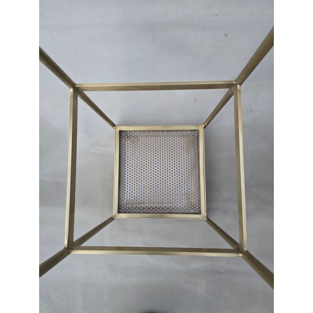Brass Brass and Rose Quartzite Side Table For Sale - Image 8 of 8