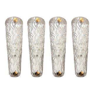 Monumental Clear Murano Glass Wall Sconces From Italy – Set of Four For Sale