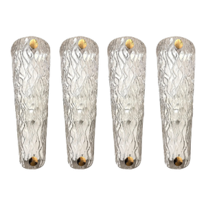 Monumental Clear Murano Glass Wall Sconces From Italy – Set of Four