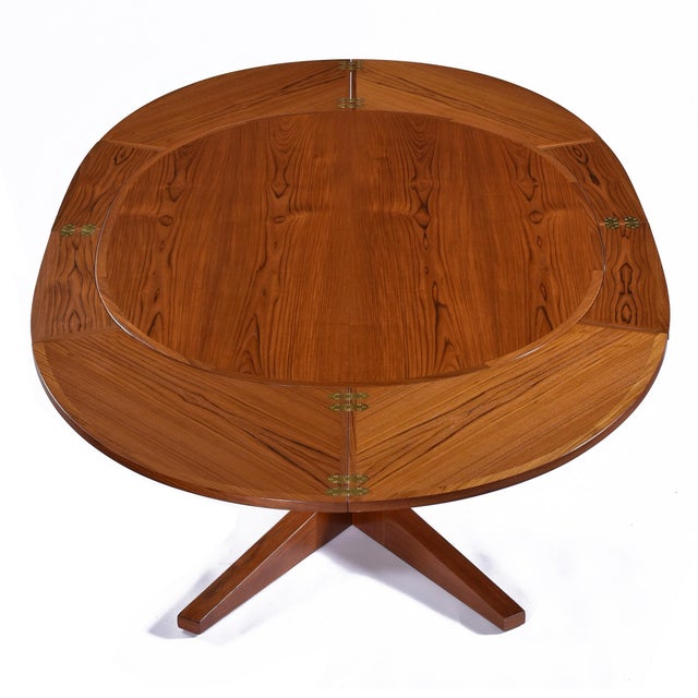 Wood Refinished Expanding Oval Danish Modern Teak Flip-Flap Dining Table by Dyrlund For Sale - Image 7 of 15