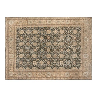 19th Century Persian Tabriz Hand Knotted Rug in Brown, Black and Sandy Beige For Sale