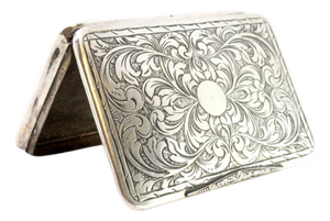 Silver Snuff Box with Raised Floral Motifs