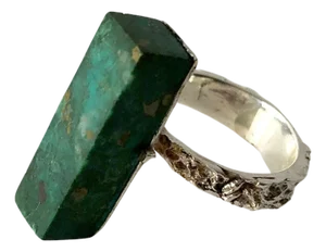 Graziella Laffi Sterling Silver Malachite Peruvian Modernist Handmade Ring