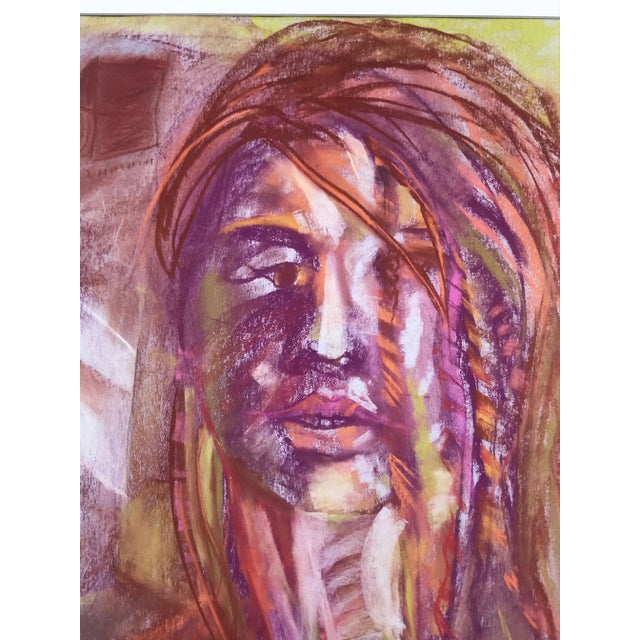 Vintage Expressionist Pastel Portrait of a Woman by Gerard Haggerty For Sale - Image 4 of 8