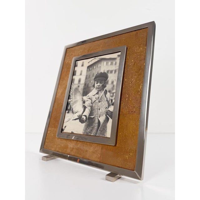 Large Italian Rectangular Picture Frame in Chrome, Acrylic Glass and Cork, 1970s For Sale - Image 9 of 18
