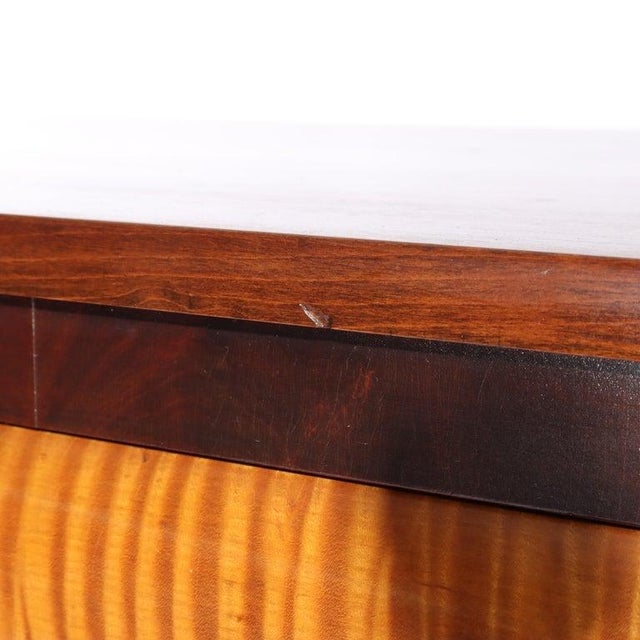 Wood Antique American Empire Ebonized Cherry & Tiger Maple 6 Drawer Chest C1840 For Sale - Image 7 of 18