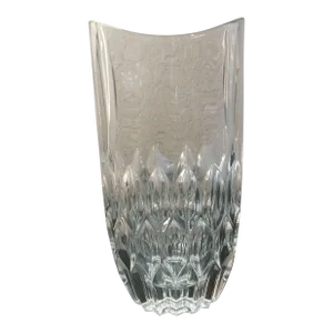 1960s Gorham Althea Diamond Pattern Crystal Elongated Vase