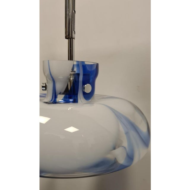 Space Age Hanging Light in Blue and White, 1980s For Sale - Image 4 of 15