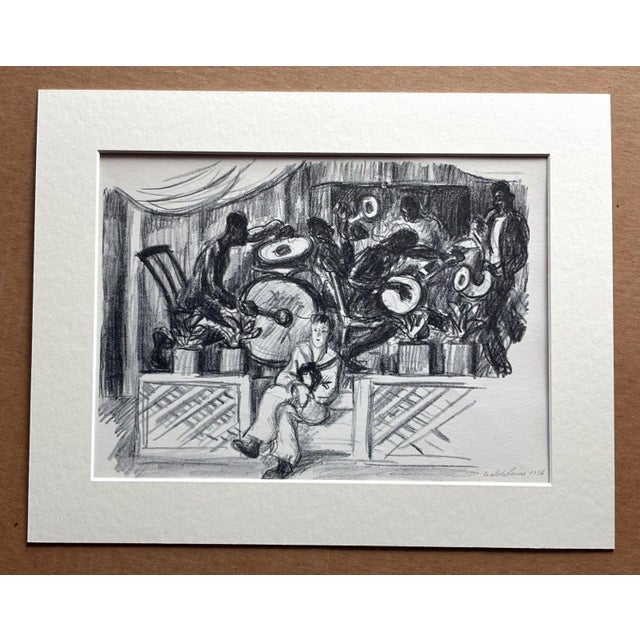 American Vintage 1939 Print in 11x14 Mat, Ready to Frame: Waldo Pierce, "Negro Band" For Sale - Image 3 of 3