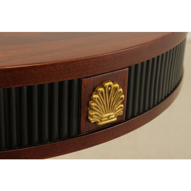Wood Pair French Empire Style Round Mahogany Lamp Tables For Sale - Image 7 of 14