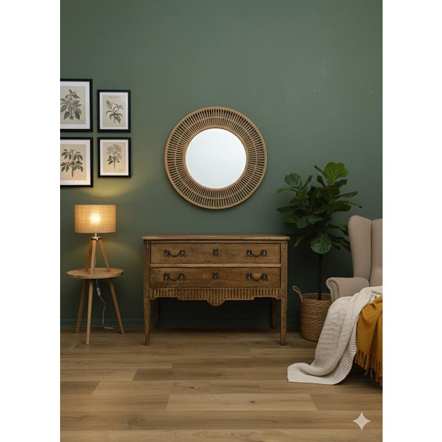 Exquisite French Louis XVI style commode crafted from solid fruitwood with a stunning natural honey patina. This elegant...