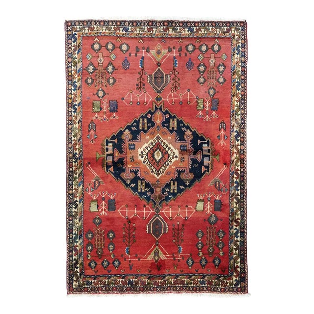 1970s Vintage Qashqai Rug 4'10'' x 7'5'' For Sale