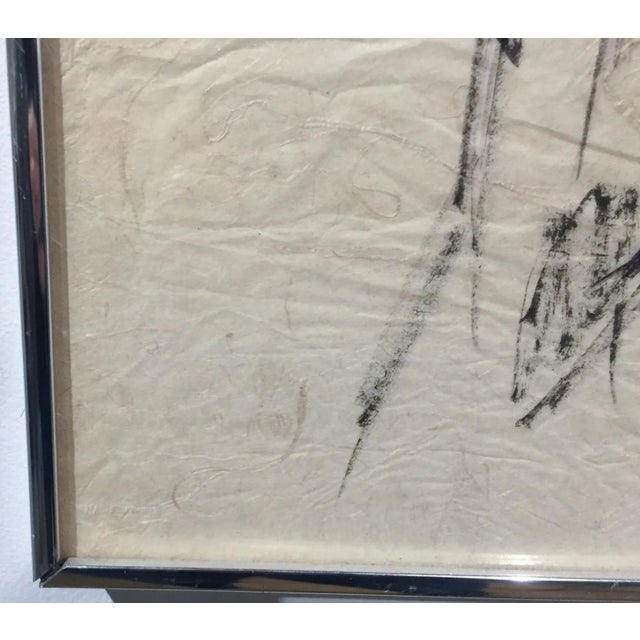 Metal Large Mid Century Church Drawing, Signed For Sale - Image 7 of 10