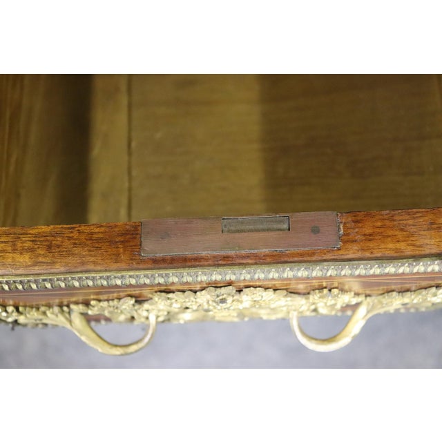 Louis XVI 19th C. Bronze Mounted Figural Marqetry Inlaid Roll Top Desk For Sale - Image 4 of 17