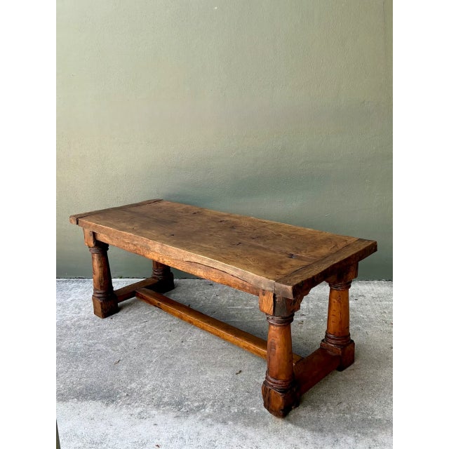 Early 20th Century Vintage Belgian Solid Wood Trestle Table For Sale - Image 5 of 12