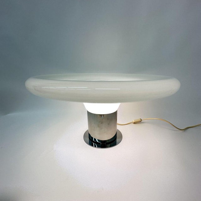 Large Italian UFO Glass Table Lamp, 1970s For Sale - Image 4 of 18
